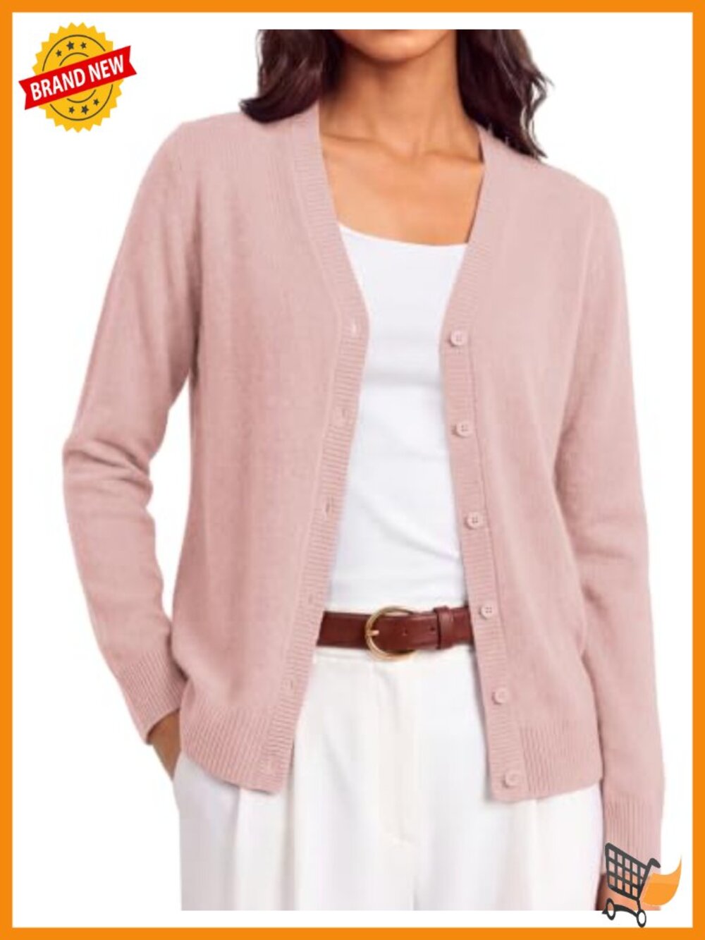 Merino Wool Cashmere Blend Button-Up Cardigan Sweater